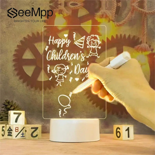 Creative LED Night Light Note Board: USB Message Board with Pen, Perfect Gift for Children or Girlfriend, Holiday Decoration Night Lamp