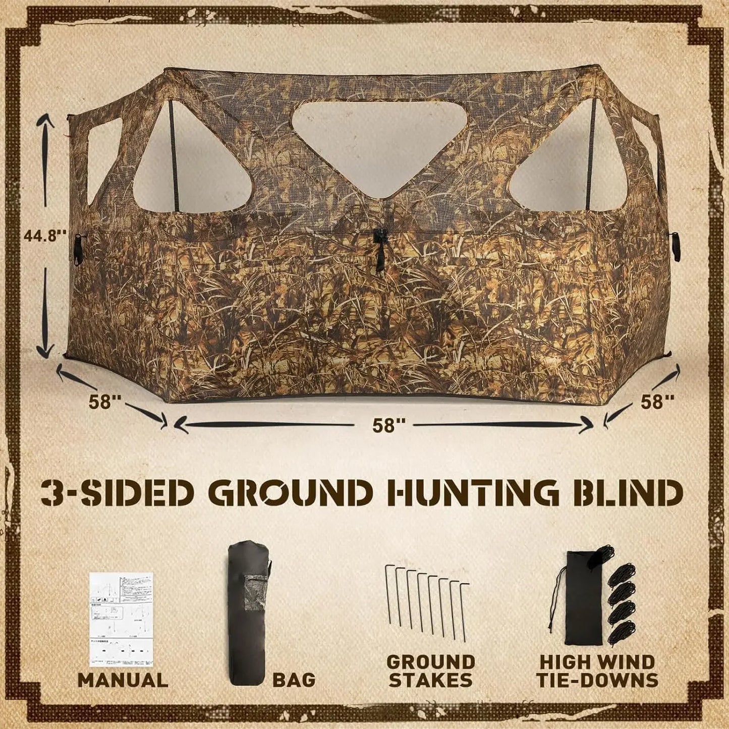 Easy-to-Install Pop-Up Ground Blinds – Perfect Hay Camo Tent for Deer, Turkey, and Duck Hunting