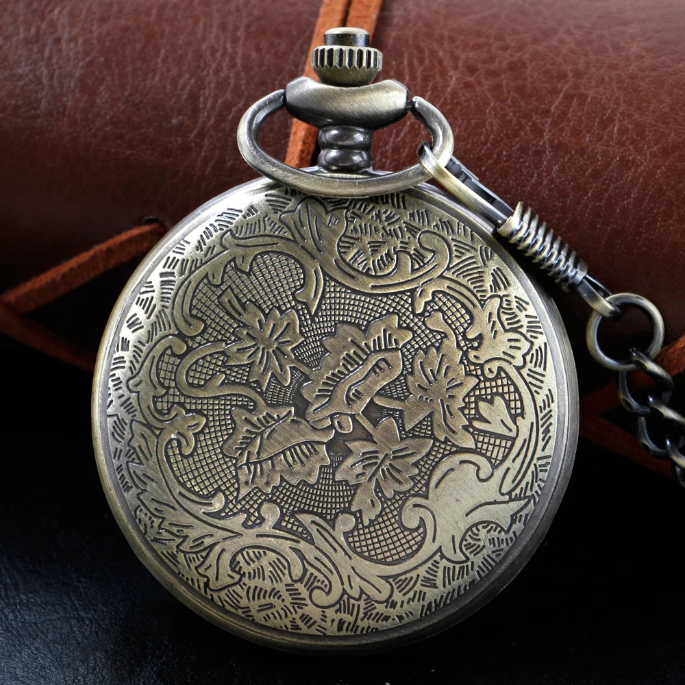 Steampunk Power Quartz Pocket Watch – Retro Fashion Necklace Pendant Clock for Men & Women, Holiday or Train Commemorative Gift