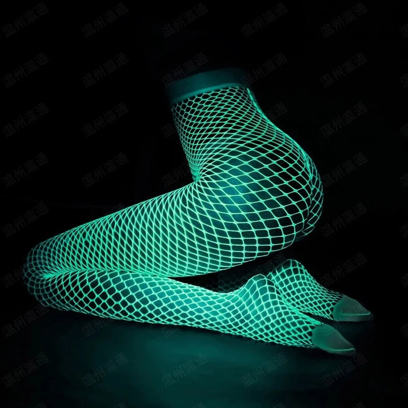 High Elasticity Luminous Pantyhose - Sexy Hollow Out Fishnet Stockings with Glow-in-the-Dark Effect for Parties & Clubs!