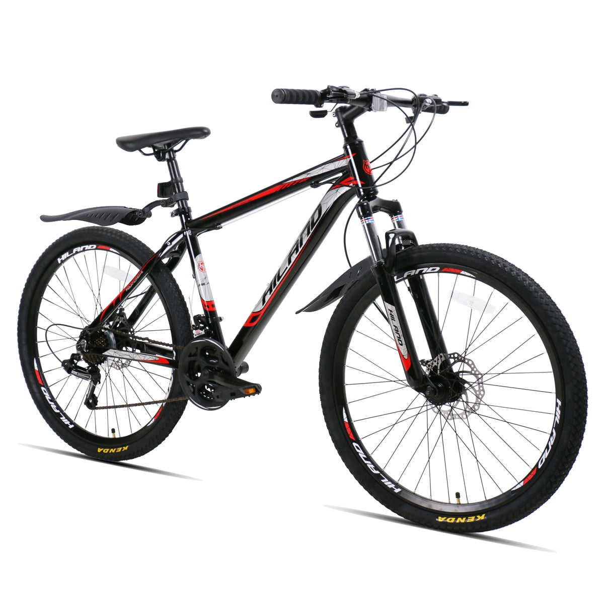 HILAND 26-Inch 21-Speed Mountain Bike with Aluminum Alloy Frame: Features Suspension Fork, Double Disc Brake, and Bonus Fenders