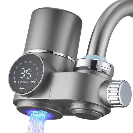 Faucet Water Filter with LED Display – Purifies Tap Water by Reducing Lead, Chlorine, and Heavy Metals – Sink Mount Water Purifier