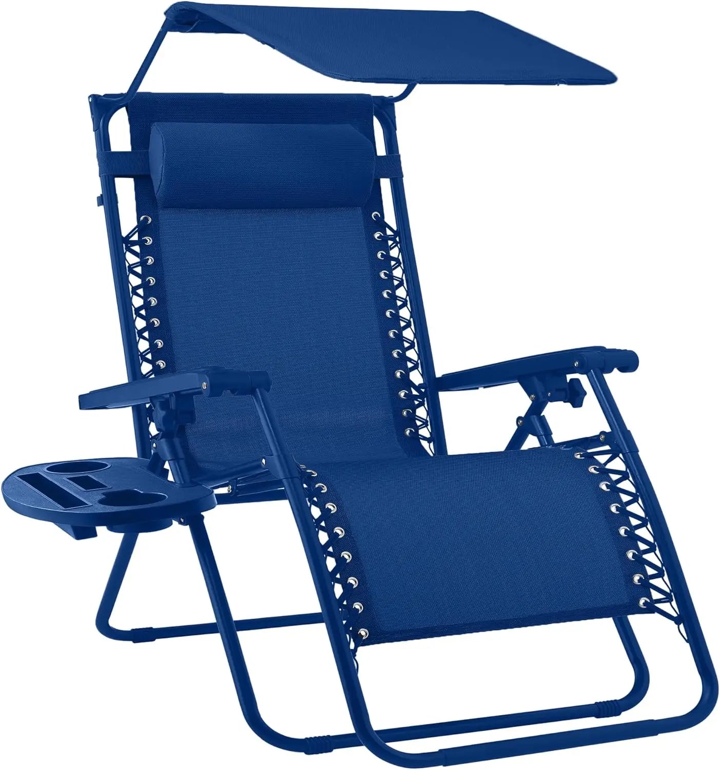 Folding Zero Gravity Recliner Chair – Outdoor Patio Lounge with Adjustable Canopy, Headrest & Side Tray