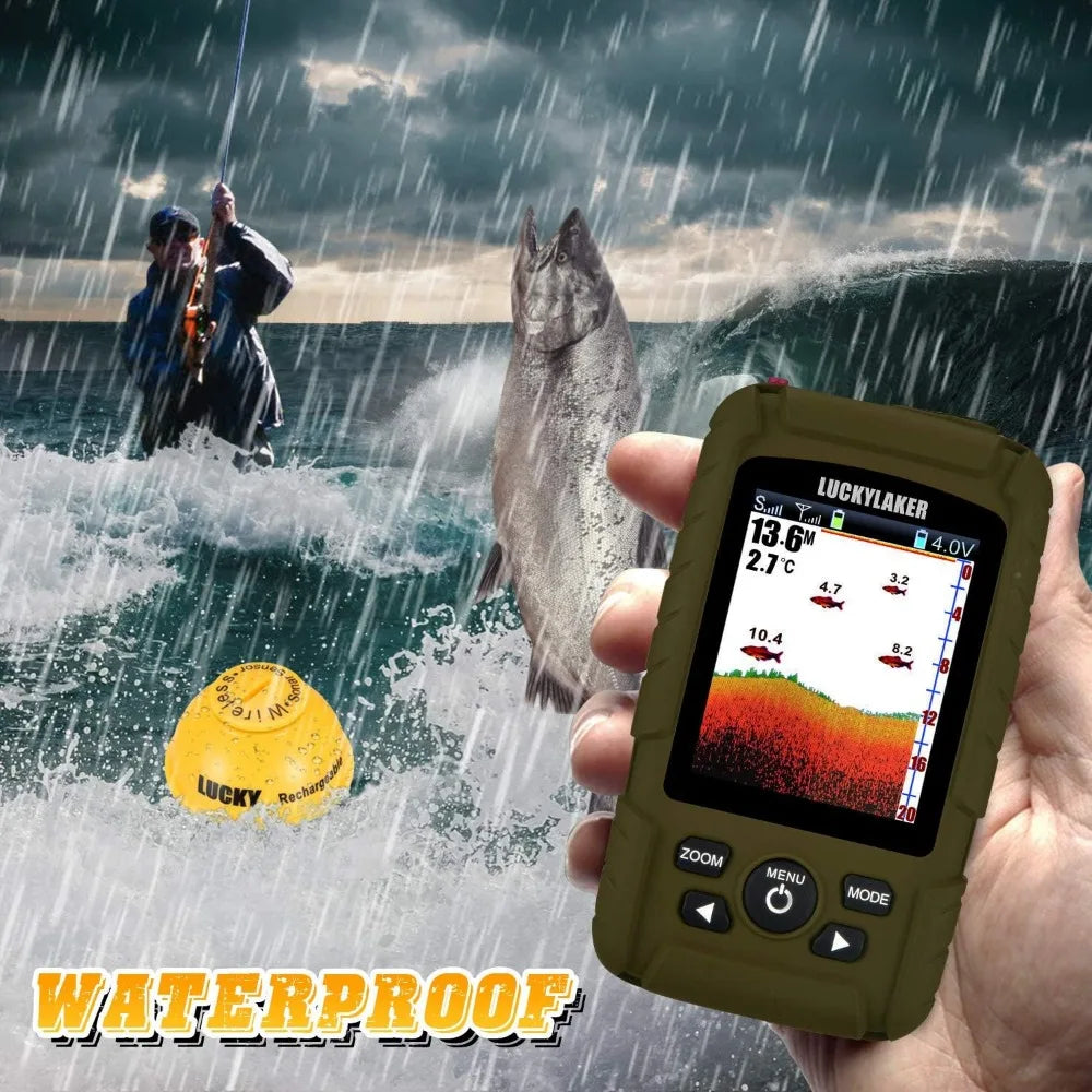 Portable Handheld Wireless Fish Finder - Sonar Technology, Waterproof for Boat Depth Fishing