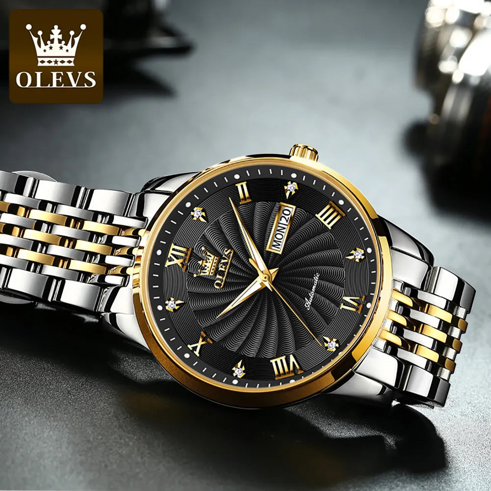 OLEVS Men's Luxury Automatic Mechanical Watch: Original, Steel Strap, Waterproof - A True Brand Classic