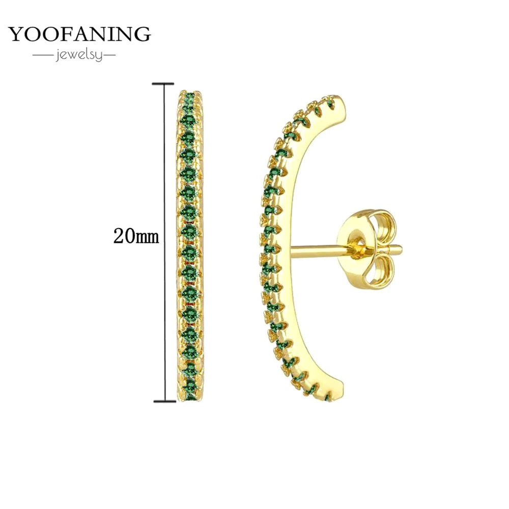 925 Sterling Silver Women's Earrings – Heart-Shaped Green Zircon Flower with Geometric Luxury Design