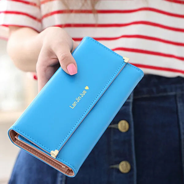 👜 Women's PU Leather Long Wallet – Trifold Clutch Purse & Mobile Bag
