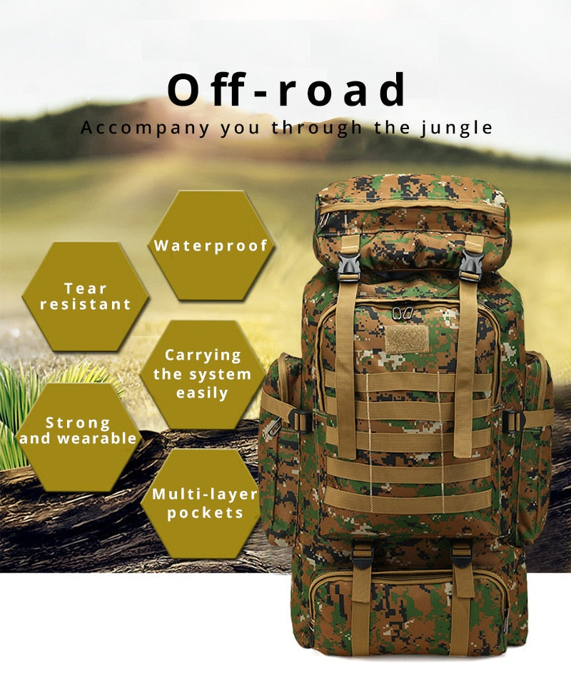 Large Capacity Camouflage Military Travel Backpack for Men: Ideal for Hiking and Waterproof for the Outdoor