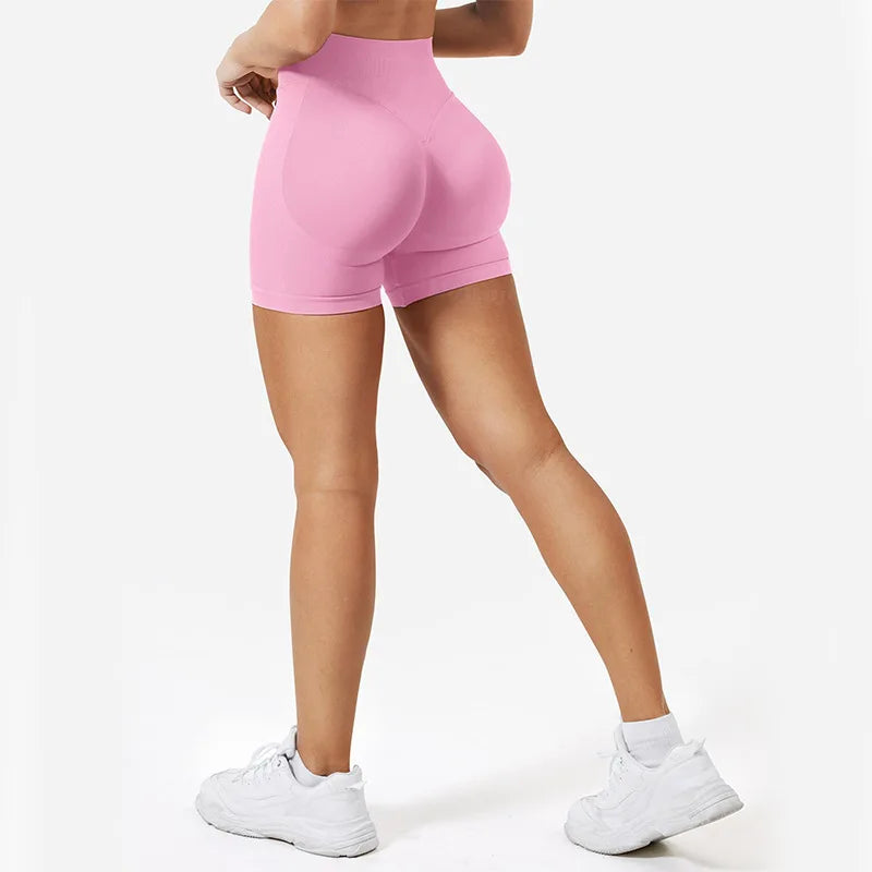 4.5" Seamless Gym Shorts – High-Stretch Scrunch Booty Yoga & Biker Shorts with Ribbed Waistband