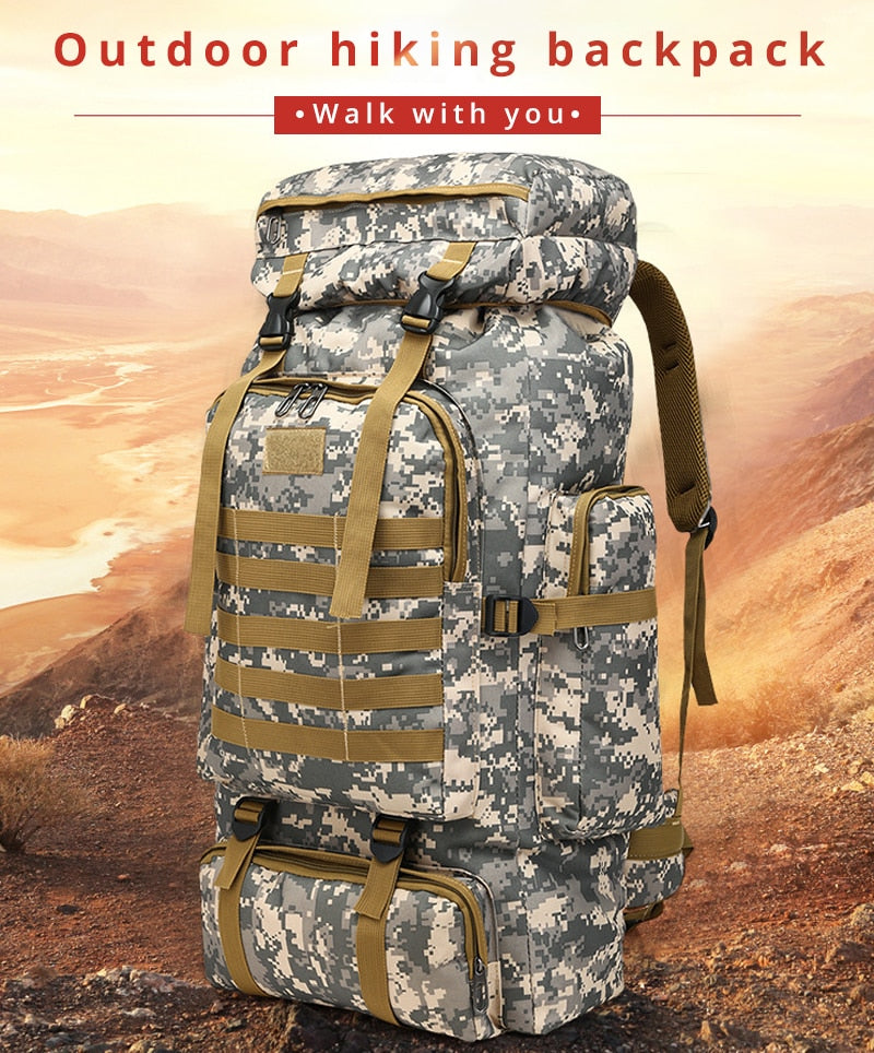 Large Capacity Camouflage Military Travel Backpack for Men: Ideal for Hiking and Waterproof for the Outdoor