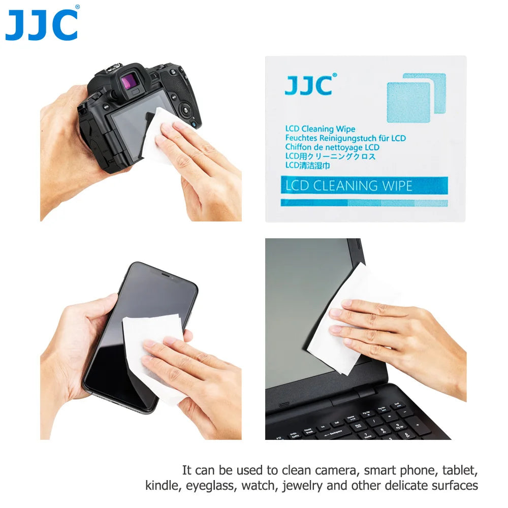 JJC 110Pcs Pre-moistened Lens Cleaning Cloths: Moist Cleaning Wipes for Camera Lens, Eyeglasses, Smartphones, and Tablets