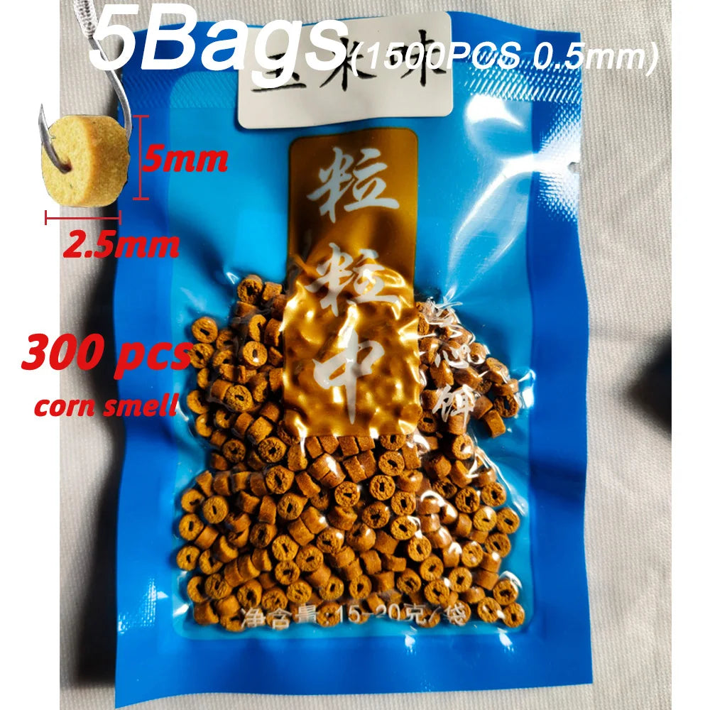5-Pack Fish Attractant Bait – Hollow Granular Lure with Strong Scent for Carp & Soft Bait Hook Fishing