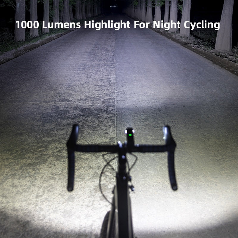 Illuminate Your Ride with ROCKBROS 1000LM Type-C Rechargeable Bicycle Front Light – Powerful LED, 4500mAh Battery, Waterproof Design