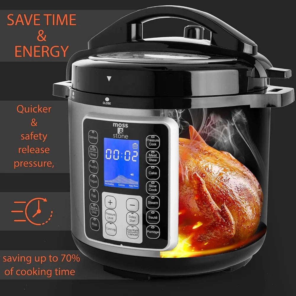 Electric Pressure Cooker with Large LCD Display – 6 Quart Multi-Use Pot, 14-in-1 Slow Cooker and Rice Cooker