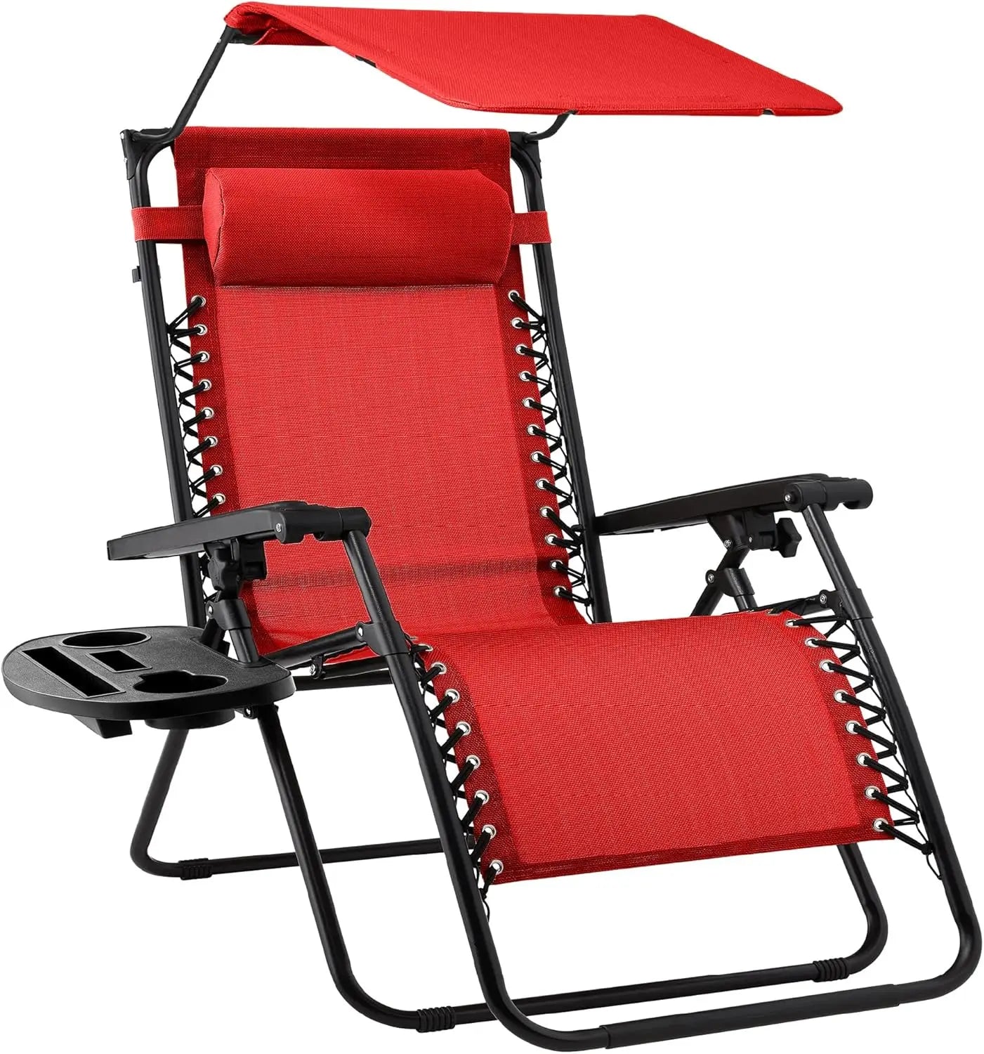 Folding Zero Gravity Recliner Chair – Outdoor Patio Lounge with Adjustable Canopy, Headrest & Side Tray