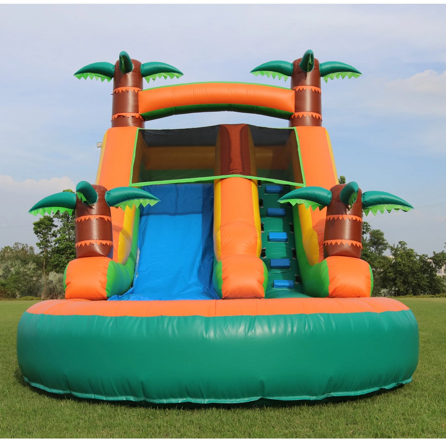 Inflatable Double Water Slide and Bubble Ball Pit: Summer Outdoor Fun Equipment for Kids and Adults