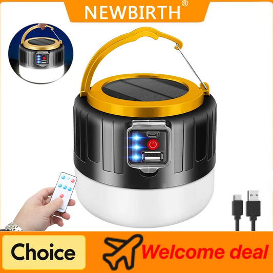 🔦 Solar Camping Light with Power Bank – Waterproof LED Lantern + Remote Control – Rechargeable Tent Light & Flashlight for Outdoor Adventures