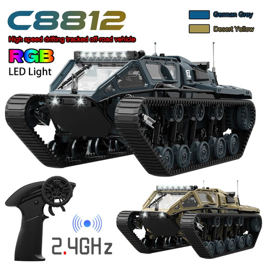 LED RC Tank Toy with Full-Scale Drift & Off-Road Control – Realistic Remote Vehicle for Kids