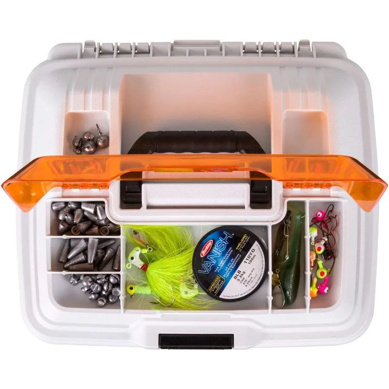 Flambeau Outdoors T4P Pro Multiloader: Portable Fishing & Tackle Storage Box with Zerust Anti-Corrosion Technology (White/Orange)