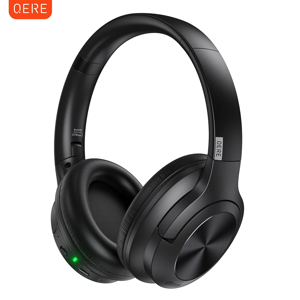 Immerse in Sound: QERE E80 Wireless Bluetooth Headset with ANC Noise Cancellation, Hi-Res Audio, Over-Ear Design, 70H Battery, and 40mm Driver