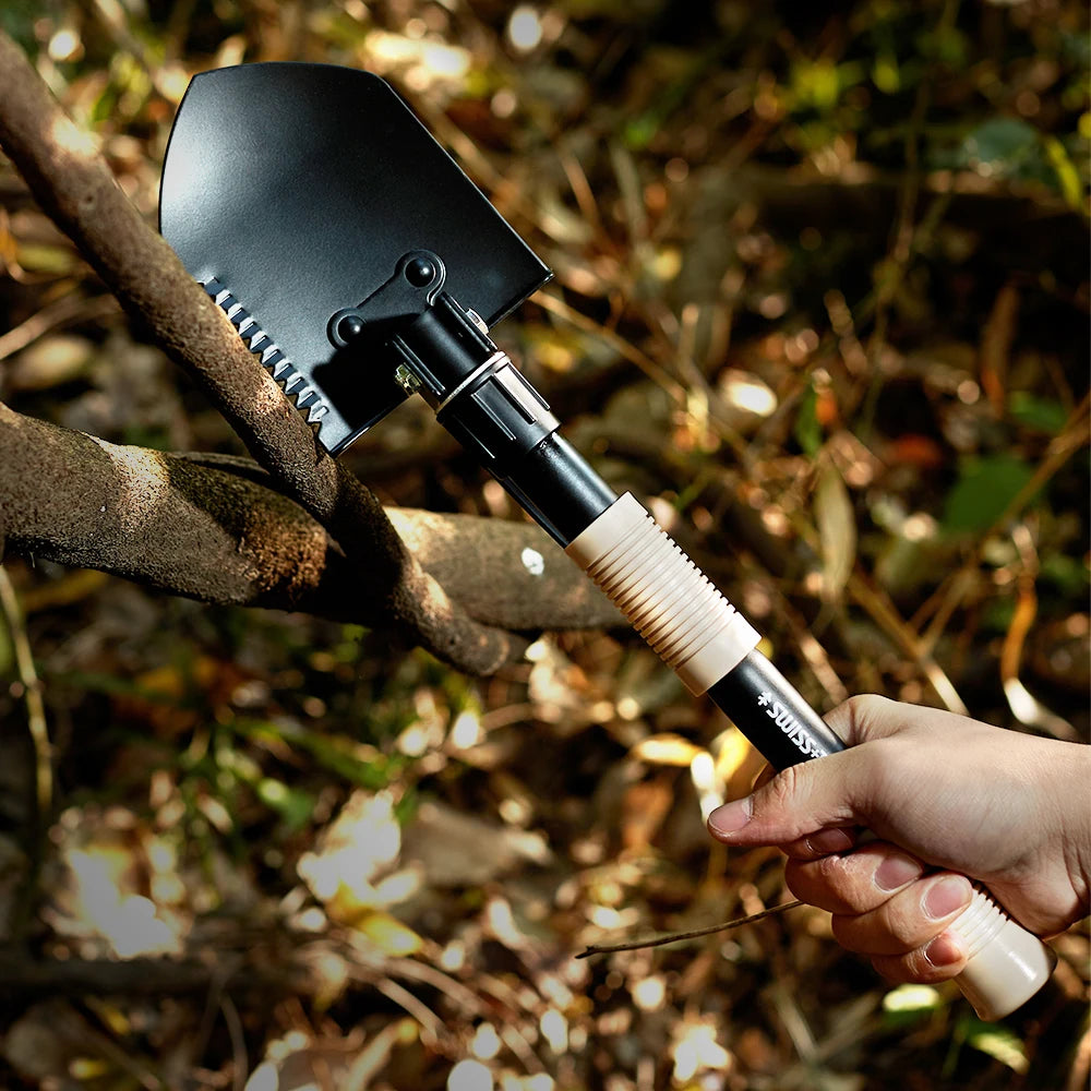 Swiss Tech 3-in-1 Ultralight Folding Shovel – Mini EDC Multi-Tool for Outdoor Camping, Hiking & Gardening