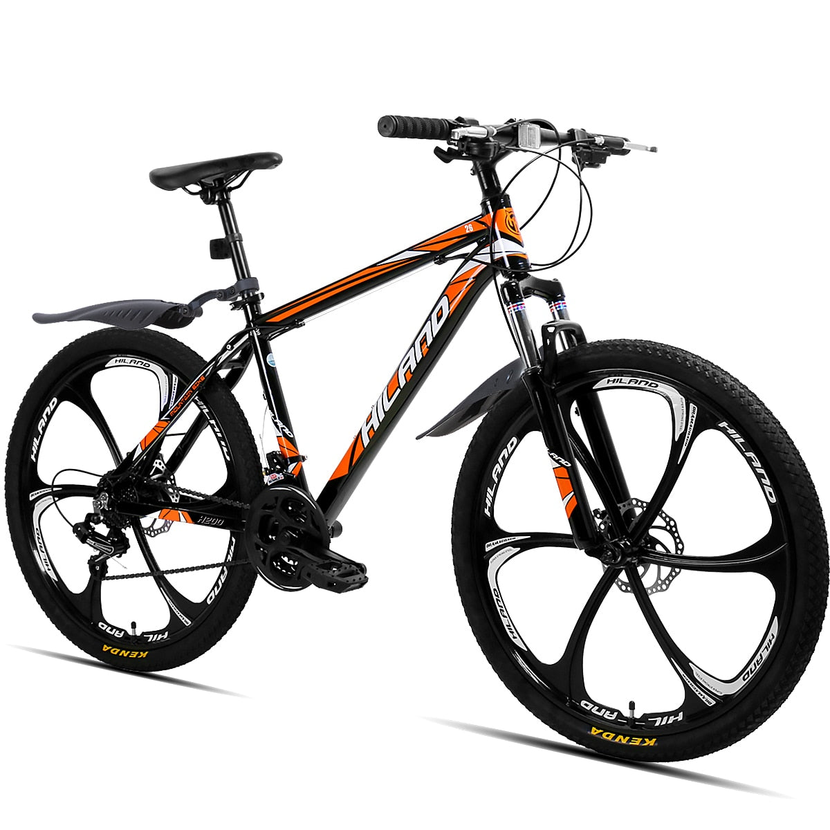 HILAND 26-Inch 21-Speed Mountain Bike with Aluminum Alloy Frame: Features Suspension Fork, Double Disc Brake, and Bonus Fenders