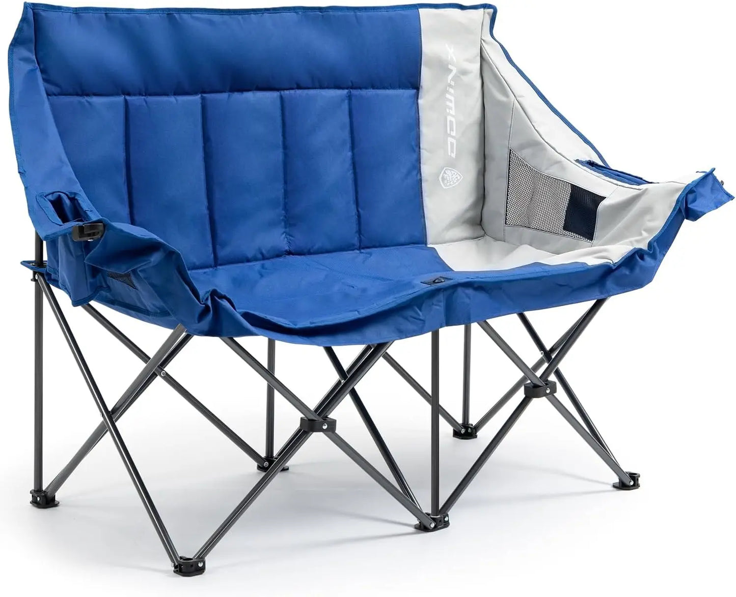 Double Camping Chair Loveseat, Portable Folding Outdoor Lawn Chair with Padded Seats, Armrests, Side Pockets, 440lbs Capacity