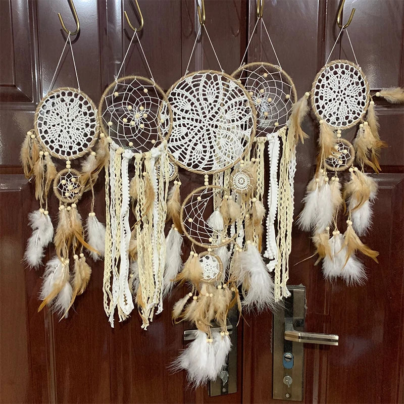 Handmade Indian-Style Dream Catcher – Feathered Craft Wall Hanging for Home Decoration, Room Decor, and Wind Chime Dreams