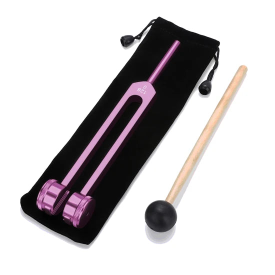 128C Tuning Fork Therapy Set: Neurological Healing, Chakra Alignment, Massage Vibration – Includes Mallet, Bag, & Ball Hammer!