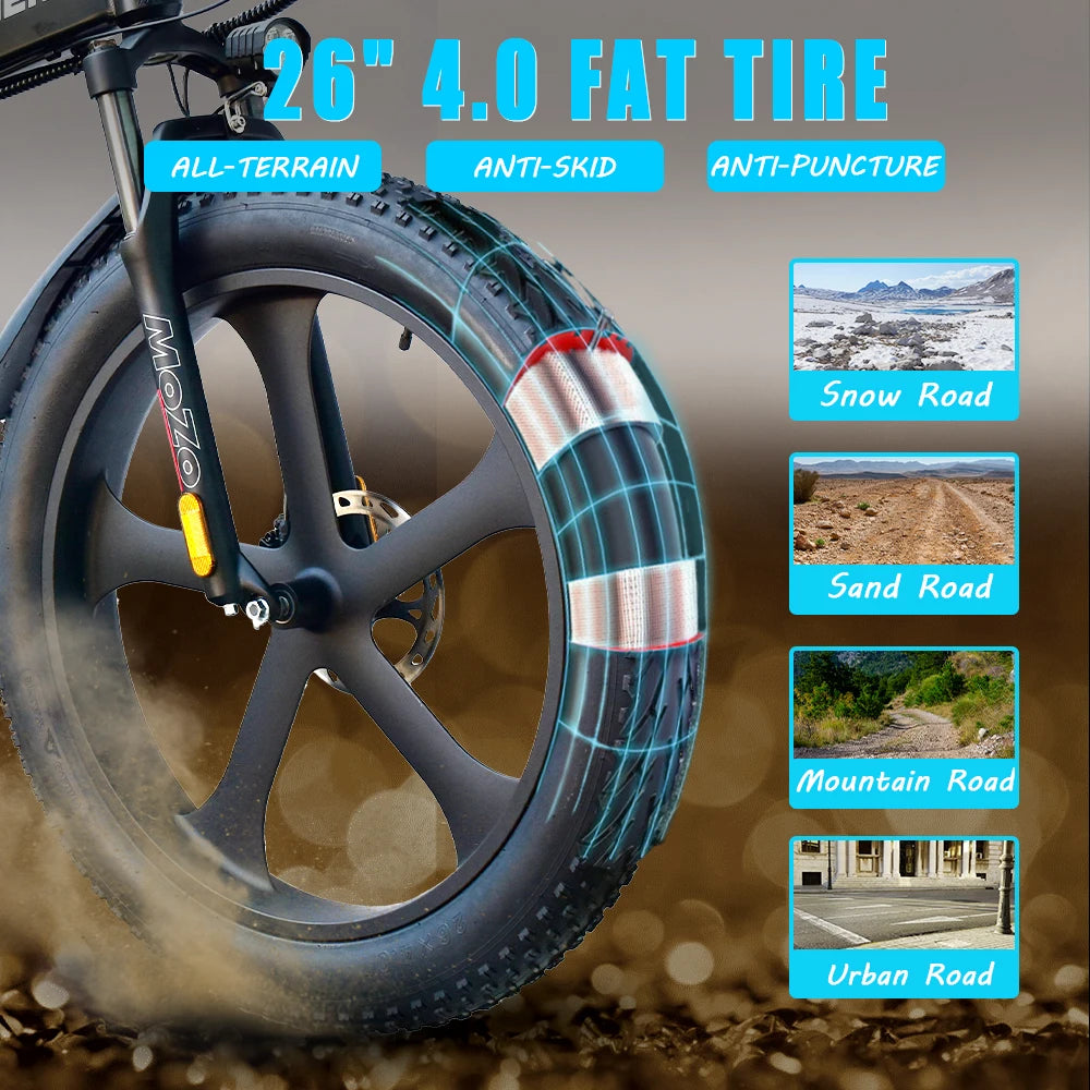 Conquer Any Terrain: 2000W Fat Tire Electric Bike with 48V Battery for Off-Road Adventures