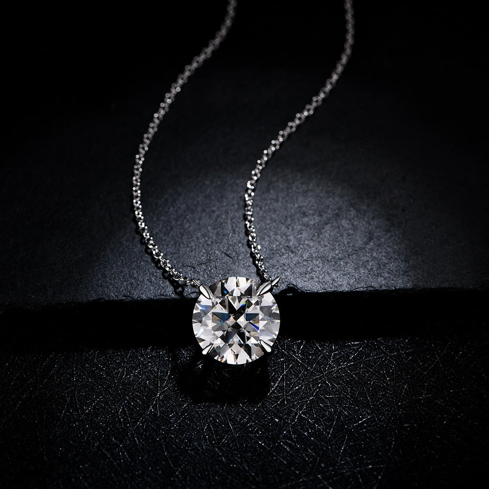 Exquisite 6.5mm 1CT Moissanite Diamond Necklace Pendant for Women: 925 Silver Fine Jewelry