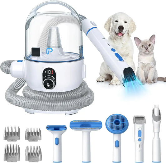 5-in-1 Pet Grooming Vacuum Kit – Low Noise Hair Remover with 2.0L Dust Cup for Shedding Dogs & Cats