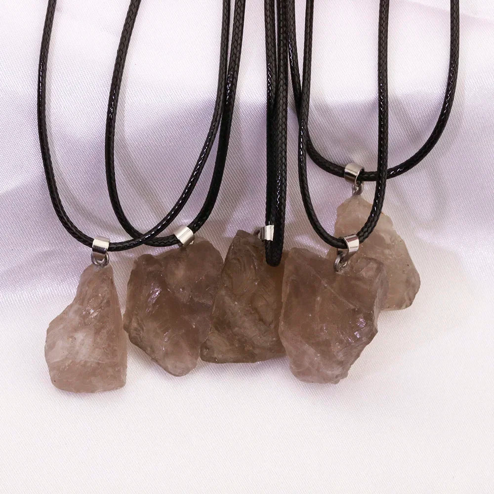 10pcs Natural Irregular Raw Ore Fluorite Crystal Pendant Necklace Energy Stone Healing Amethysts Meditation Yoga Gift Wholesale