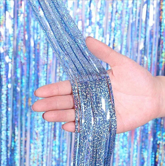 2-Pack Metallic Tinsel Fringe Curtains – 2x1M Glitter Party Backdrops for Birthday, Wedding, Bachelorette & Event Decor
