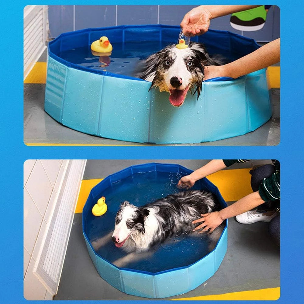 Foldable Dog Pool – 60×20CM Portable Hard Plastic Pet Bath Tub for Dogs & Cats, Outdoor Collapsible Pet Swimming Pool