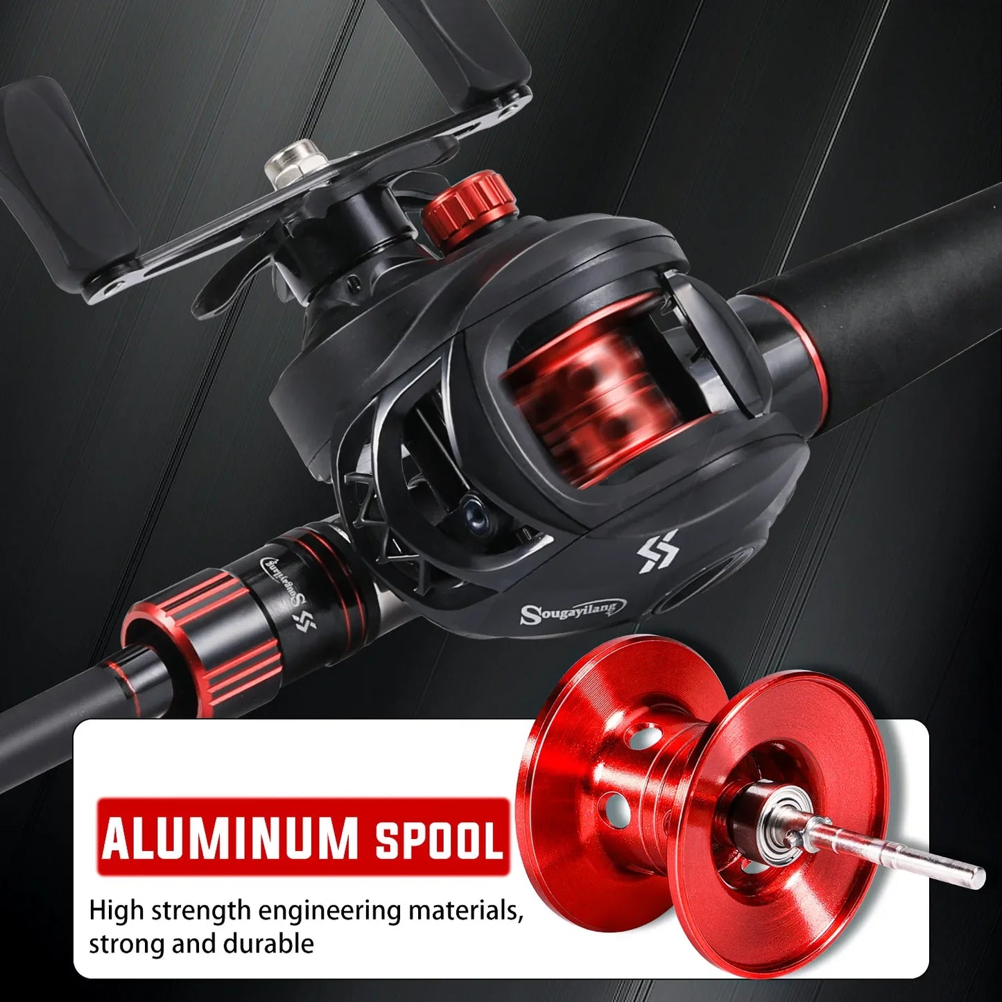 Sougayilang Carbon Fiber Fishing Rod and Baitcasting Reel Combo - 1.8~2.1m Casting Rod with 7.2:1 Gear Ratio and 10kg Max Drag for Bass Fishing