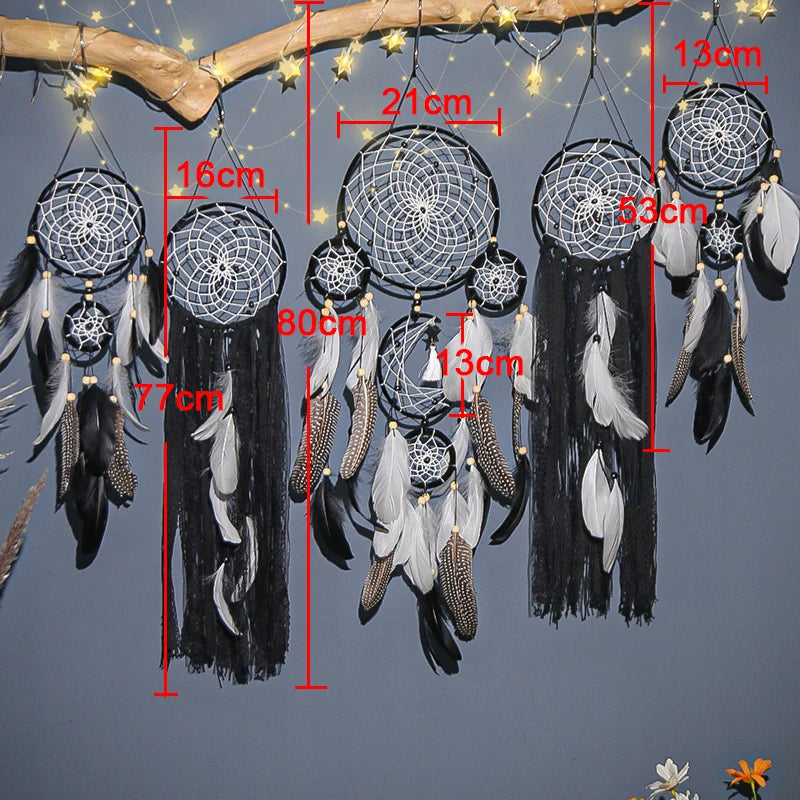 Handmade Indian-Style Dream Catcher – Feathered Craft Wall Hanging for Home Decoration, Room Decor, and Wind Chime Dreams