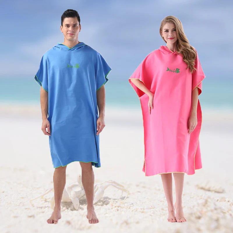 Surf Poncho Changing Towel - Microfiber Beach Blanket, Hooded Bath Towel for Adults, Ideal for Wetsuits and Swim Wear