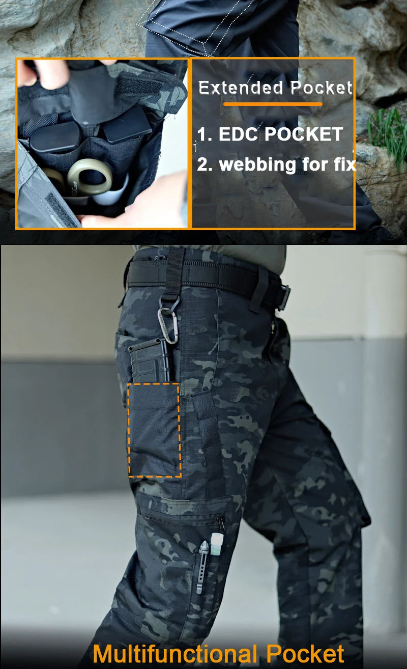 Premium Tactical Cargo Pants: Waterproof Ripstop Military-Style Men's Combat Training Trousers with Multi-Pocket Design