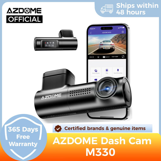 AZDOME M330 1296P Dash Cam – Smart Voice Control, WiFi, G-Sensor, Parking Monitor & Loop Recording