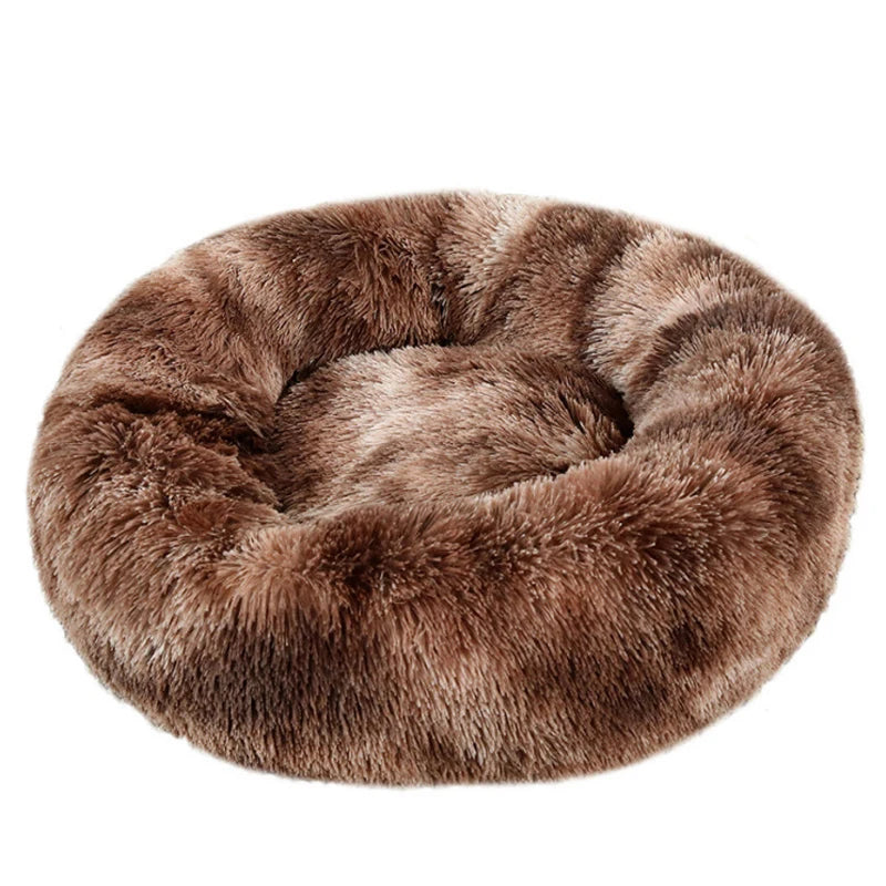 Round Plush Dog & Cat Bed – Winter Warm Washable Pet Bed for Small, Medium & Large Pets