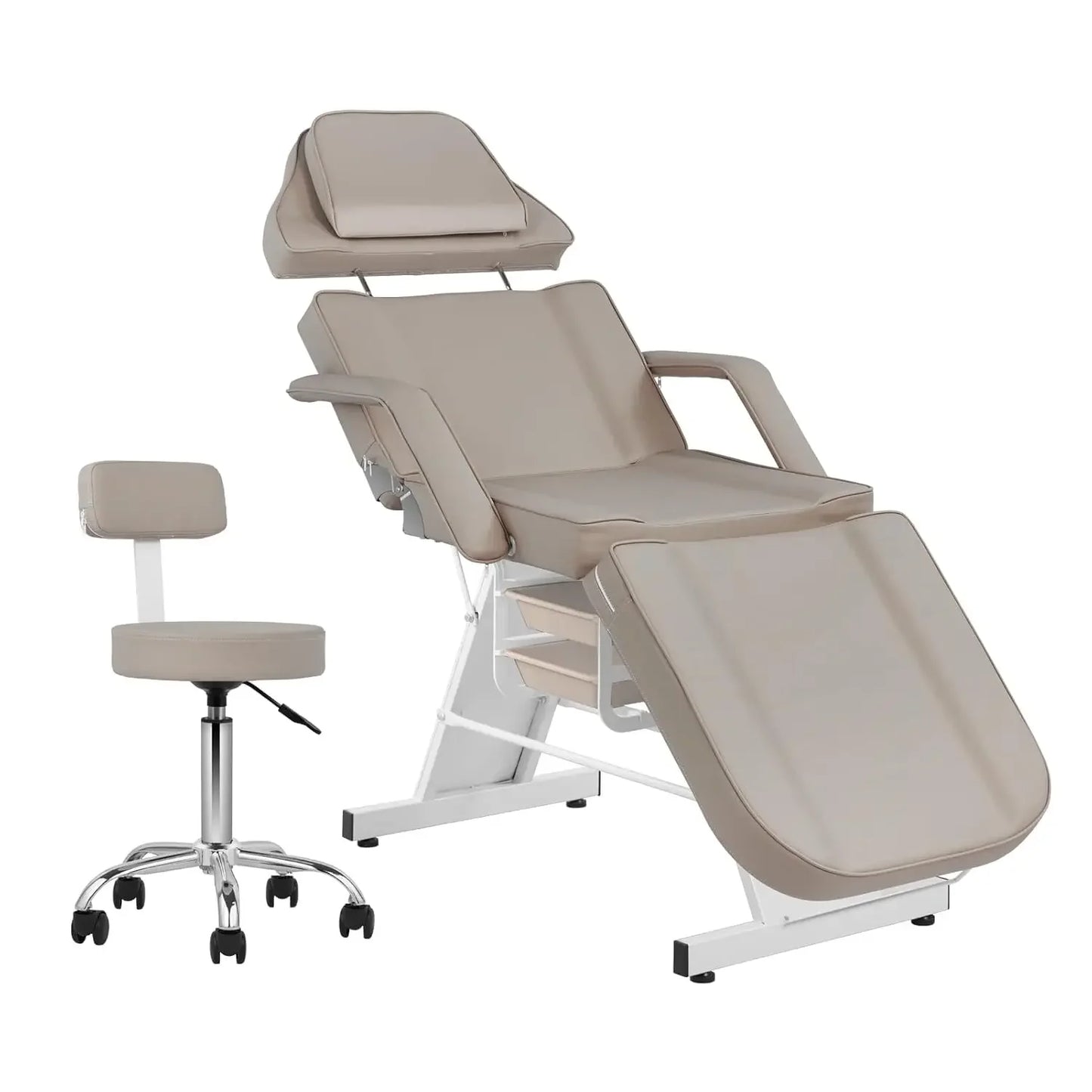 Adjustable 73" Facial Massage & Tattoo Chair with Matching Stool – Professional Salon & Spa Station