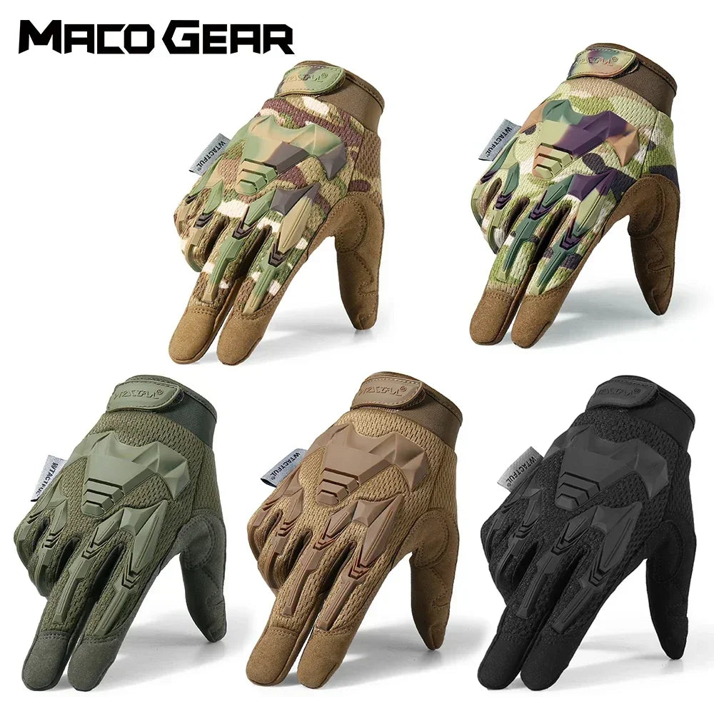 Multicam Full Finger Tactical Gloves for Men - Ideal for Army, Combat, Airsoft, Cycling, Outdoor Activities, Hiking, Shooting, Paintball, and Hunting.