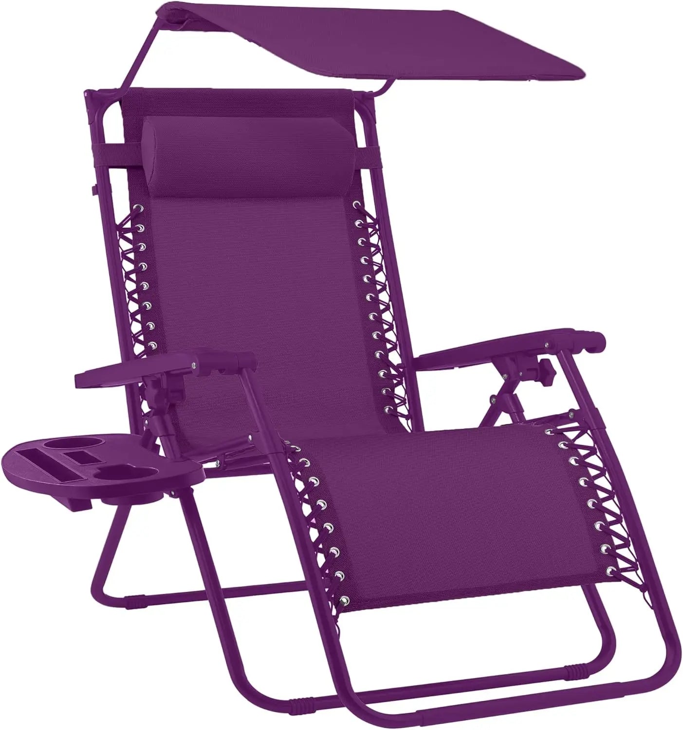 Folding Zero Gravity Recliner Chair – Outdoor Patio Lounge with Adjustable Canopy, Headrest & Side Tray