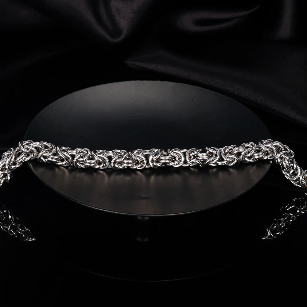 S925 Sterling Silver Byzantine Chain Bracelet – Polished Unisex Miami Style Jewelry, Smooth K-Pop Inspired Design