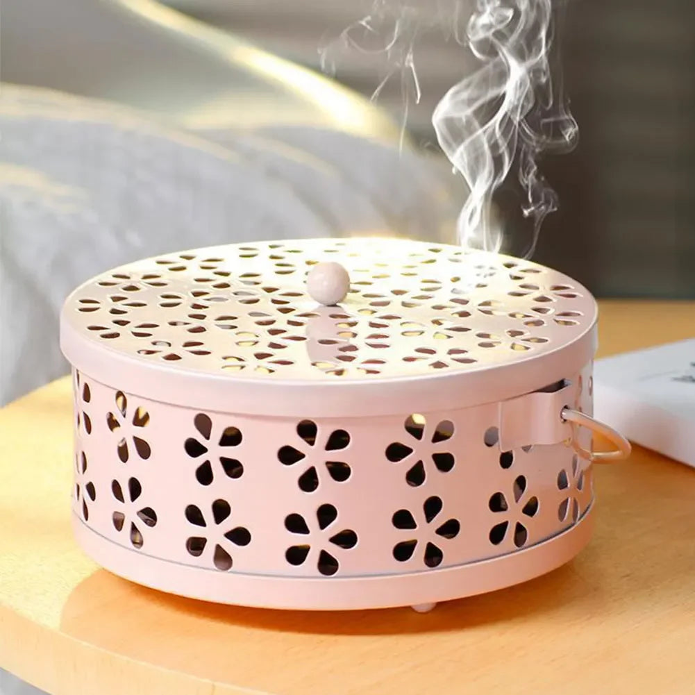 Portable Mosquito Coil Holder with Lid & Handle – Metal Incense Burner for Home, Patio & Camping Use