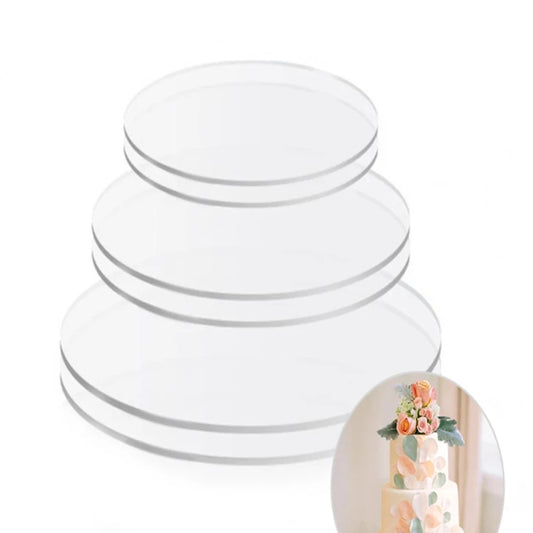 4/6/8/10inch Acrylic Round Cake Disc 2pcs Cake Board Reusable Happy Birthday Cake Base Plate DIY Cakes Tools