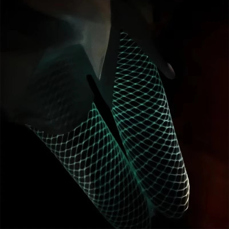 High Elasticity Luminous Pantyhose - Sexy Hollow Out Fishnet Stockings with Glow-in-the-Dark Effect for Parties & Clubs!