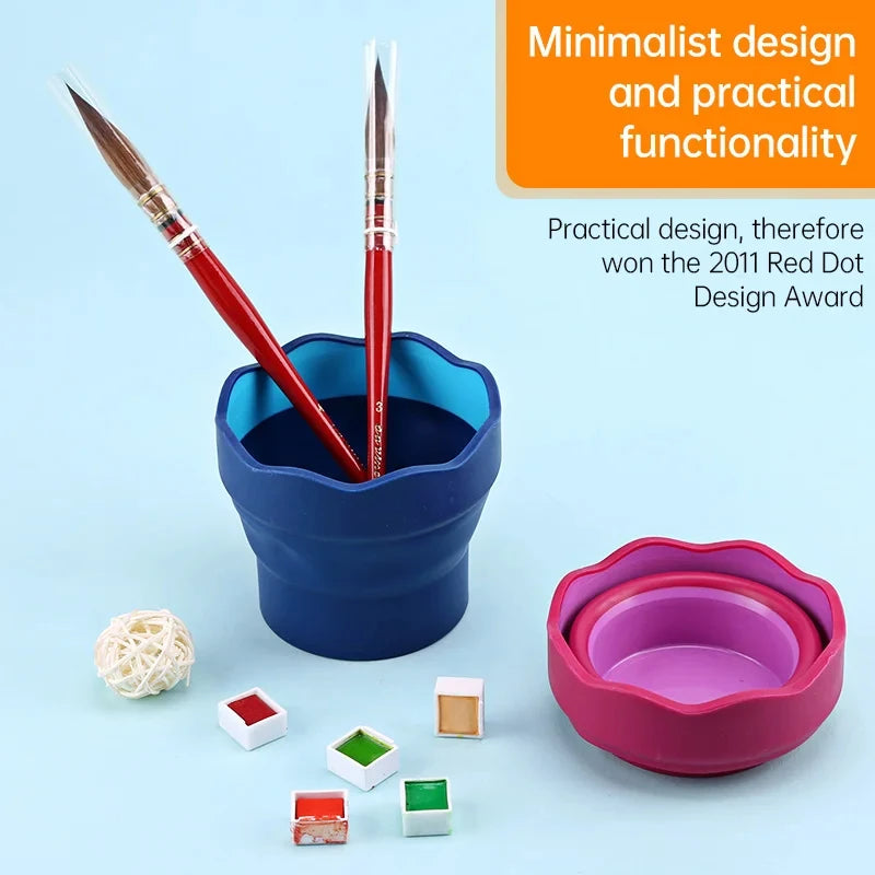Portable Telescopic Watercolor Brush Washer – Foldable Art Bucket for Easy Cleaning