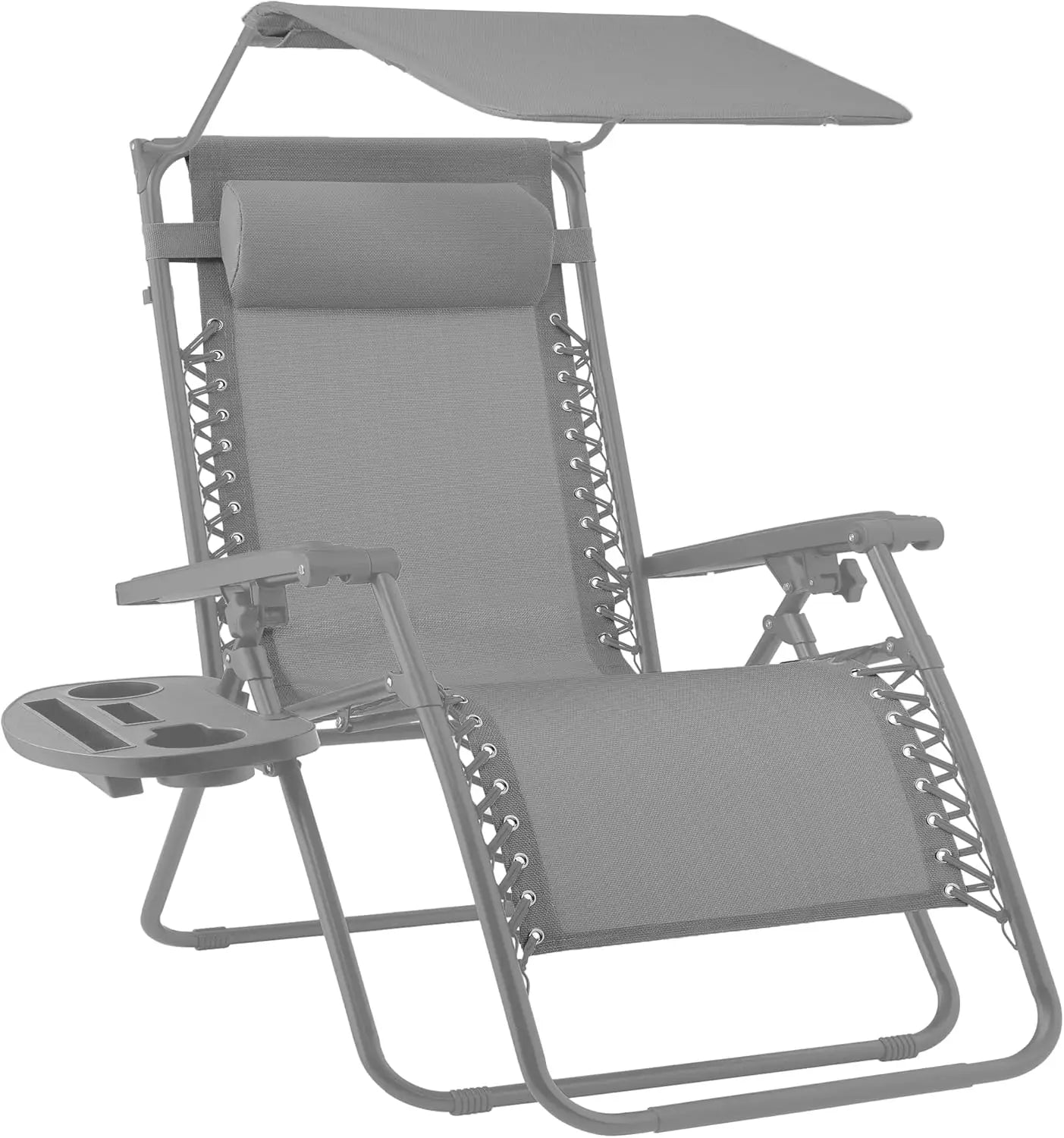 Folding Zero Gravity Recliner Chair – Outdoor Patio Lounge with Adjustable Canopy, Headrest & Side Tray